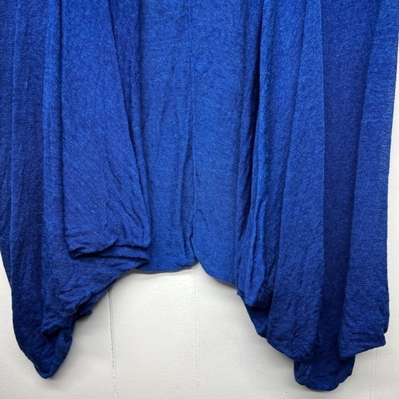 Kenneth Cole Linen Blend Short Sleeve Royal Blue Open Front Cardigan Size Medium - Picture 5 of 12